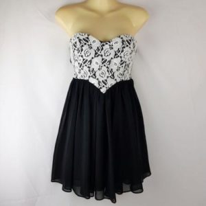 DOTTI Black & White Strapless Mini Black Women's Babydoll Dress - 1000 Things Australia