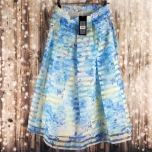 FOREVER NEW Women's Light Blue White Fashion Printed Floral Pleated Long Skirt - 1000 Things Australia