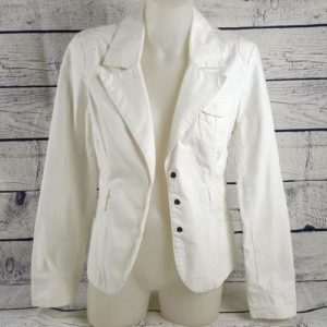 TOMMY HILFIGER White Long Sleeve Button Down Women's Jacket - 1000 Things Australia
