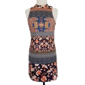 DOTTI Multi-Coloured Floral High Neck Sleeveless A-Line Women's Fitted Dress - 1000 Things Australia
