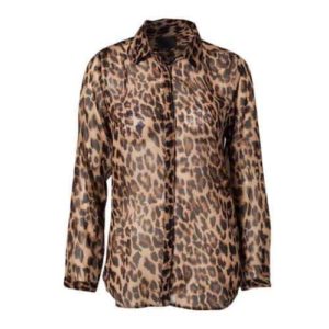 Women's Leopard Animal Print Semi-Sheer Blouse - 1000 Things Australia
