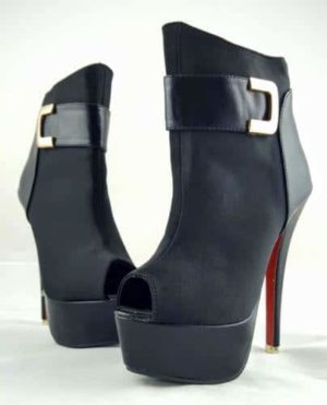 Women's  Black Peep Toe Ankle Stiletto Boots - 1000 Things Australia