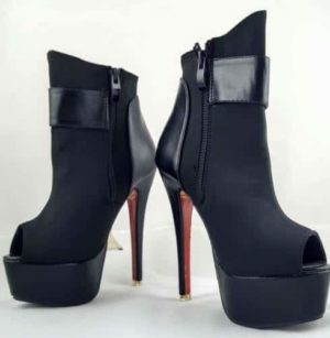 Women's  Black Peep Toe Ankle Stiletto Boots - 1000 Things Australia
