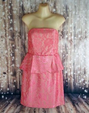 PORTMANS Women's Pink Lace Beige Peplum Strapless Dress - 1000 Things Australia
