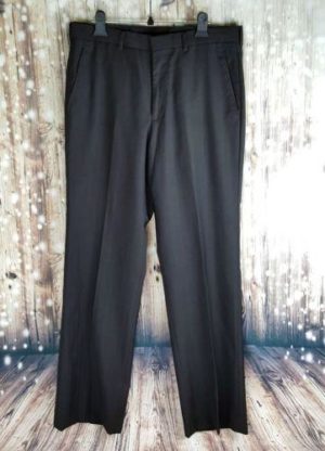 OXFORD Casual Black Pleated Wool Men's Pants - 1000 Things Australia