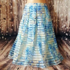FOREVER NEW Women's Light Blue White Fashion Printed Floral Pleated Long Skirt - 1000 Things Australia