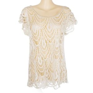 KATIES White Lace Short Sleeve Cover Up Women's Tank Top - 1000 Things Australia