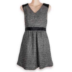 TOKITO Textured Knit V-Neck A-Line Women's Dress Ladies Work Wear Black Sparkle - 1000 Things Australia