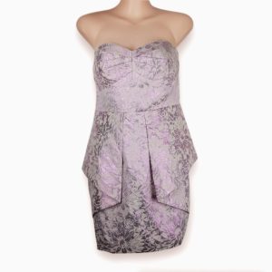 SEDUCE Jacquard Pink Silver Metallic Strapless Mini Dress Cocktail Party Wear - 1000 Things Australia