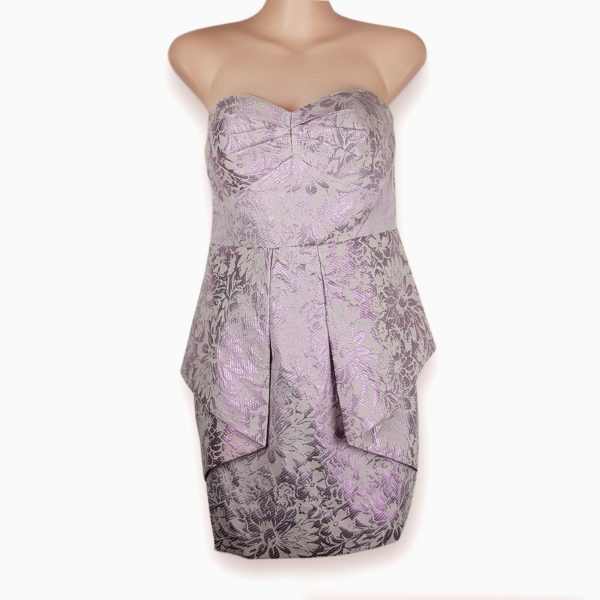 SEDUCE Jacquard Pink Silver Metallic Strapless Mini Dress Cocktail Party Wear - 1000 Things Australia