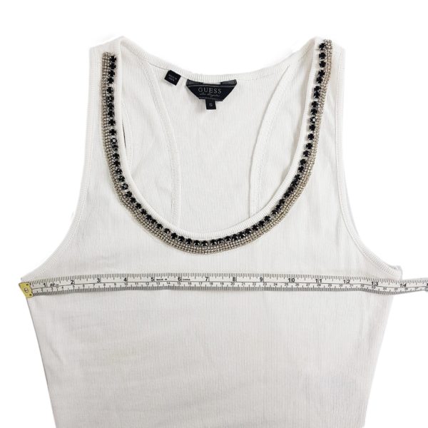 GUESS White Sequined Sleeveless Women's Slim Fit Tank Top - 1000 Things Australia