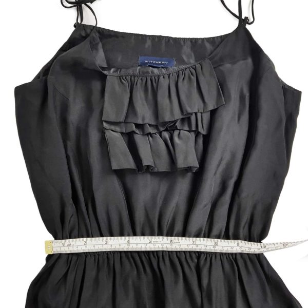 WITCHERY Black Spaghetti Strap Ruffle Women's Sheath Dress - 1000 Things Australia