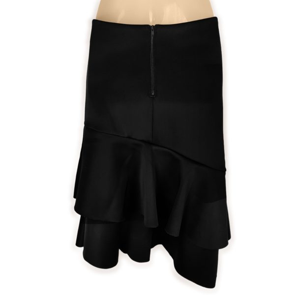 SEED Black Asymmetrical Ruffle Women's Midi Skirt - 1000 Things Australia
