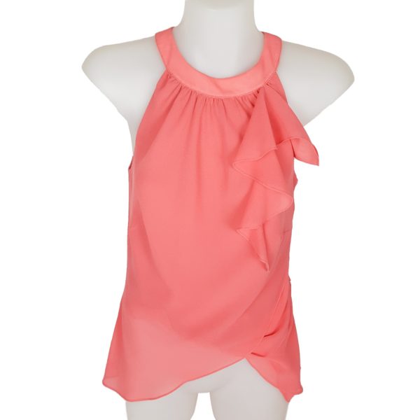 LOVERS Peach Pink Halter Neck Ruffle Women's Sleeveless Blouse - 1000 Things Australia