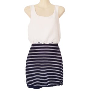 FOREVER NEW Navy Blue White Striped Sheath Dress