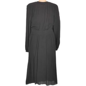 WITCHERY Black Long Sleeve Women's Sheath Midi Party Dress Drawstring V-Neckline