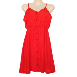 TEMT Summer Red Spaghetti Strap Button Down Women's Sundress Sweetheart Neckline