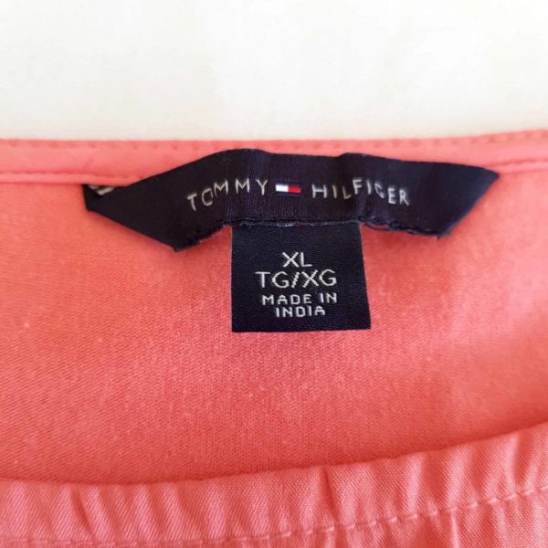 TOMMY HILFIGER Casual Peach Pink Short Sleeve Women's Blouse Top Boat Neck Shirt