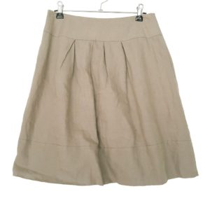 CUE Casual Khaki Semi Pleated Mid Rise Women's Mini A-Line Skirt Zip Fly Size 8
