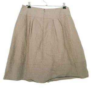 CUE Casual Khaki Semi Pleated Mid Rise Women's Mini A-Line Skirt Zip Fly Size 8