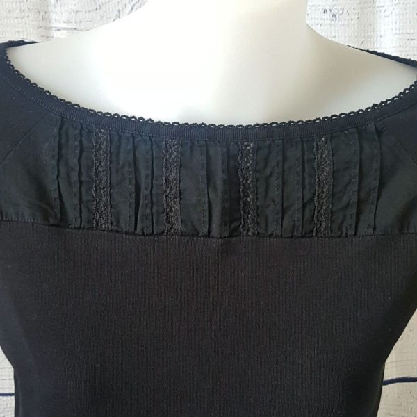 Sz 10 M DAVID LAWRENCE Women's Black 3/4 Sleeve 100% Cotton Boat Neck Knit Top - 1000 Things Australia