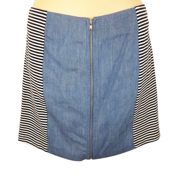 SPORTSGIRL Blue Black White Striped Mini Skirt Casual Party Cute Petite Cotton - 1000 Things Australia