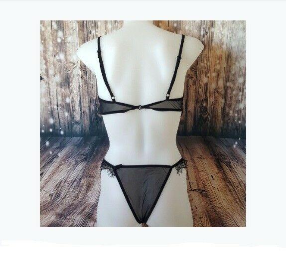 2pc black laced see through ladies lingerie 168888