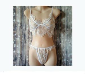 2pc white laced see through ladies lingerie 700000