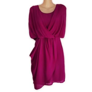 Forcast Fuchsia Purple Pink Sleeveless Draped Party Dress Size 12 L