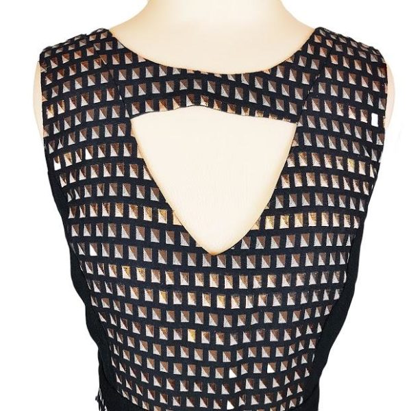 DOTTI Black & Gold Metallic Cut Out A-Line Dress - 1000 Things Australia