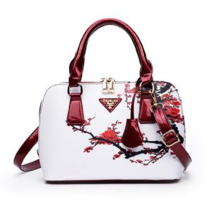 Floral White & Red Cherry Blossom Satchel Bag - 1000 Things Australia