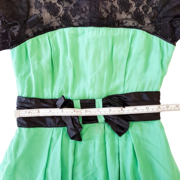 alannah hill green black silk belted dress 145137