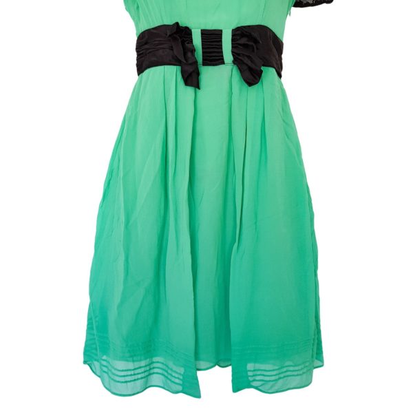 alannah hill green black silk belted dress 823498