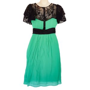 alannah hill green black silk belted dress 996921
