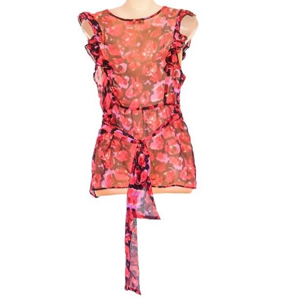 alannah hill silk red floral ruffled tie womens top 105366