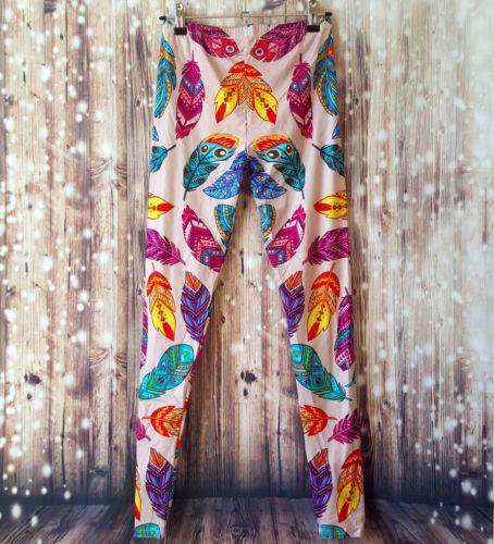 aztec multi coloured floral feathers leggings 840817