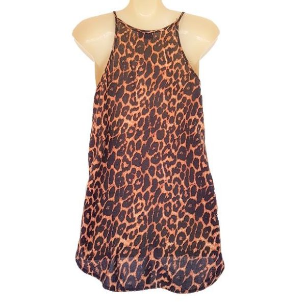 bardot brown black leopard print halter neck womens cami top 343226