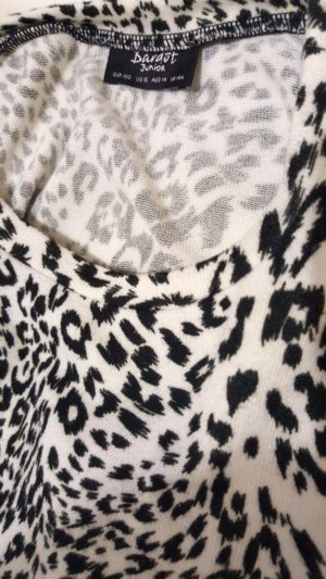 bardot junior midriff leopard print black white long sleeve crop top 344733