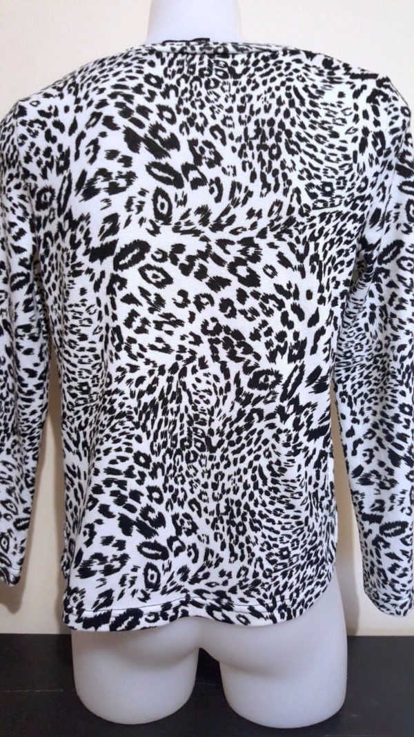 bardot junior midriff leopard print black white long sleeve crop top 440484