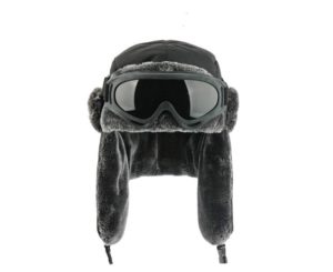 black bomber hat with goggles men women waterproof windproof ushanka winter cap 684276