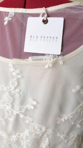 blu pepper womens white lace mesh beach top 260570