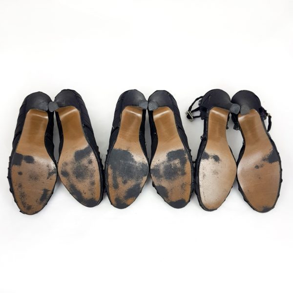 bulk lot 3 pairs high heels black satin womens shoes 145844