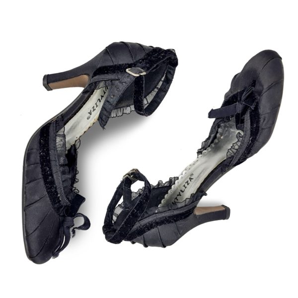 bulk lot 3 pairs high heels black satin womens shoes 193062