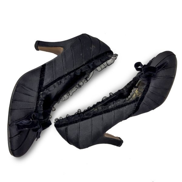 bulk lot 3 pairs high heels black satin womens shoes 235427
