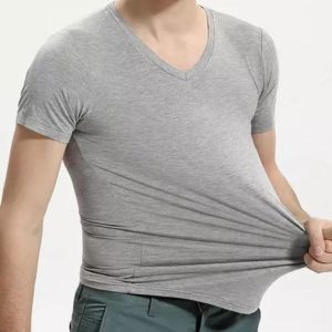 Grey Cotton V-Neck T-Shirt - 1000 Things Australia