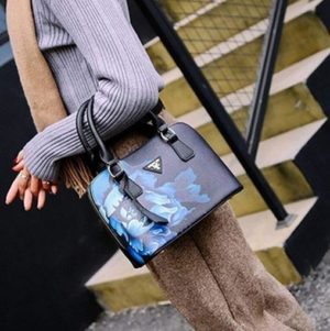 Black & Blue Floral Designer Bag - 1000 Things Australia