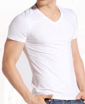 White Cotton V-Neck T-Shirt - 1000 Things Australia