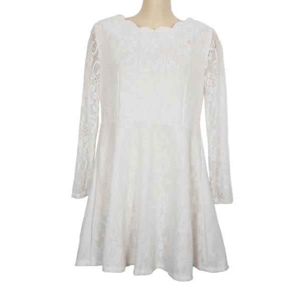 Petite White Lace Skater Dress Korean Fashion S 8 084017